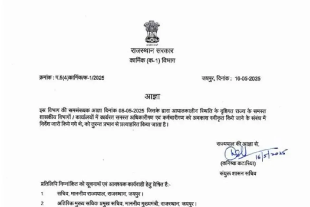 Bhajan Lal government lifted the ban on holidays