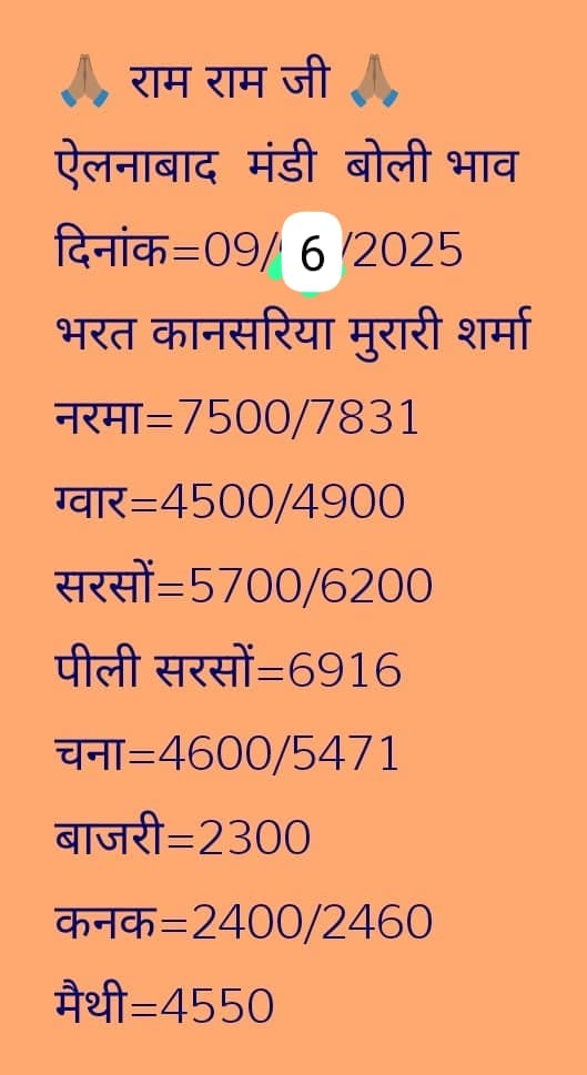 ellenabad mandi bhav 9 june 2025